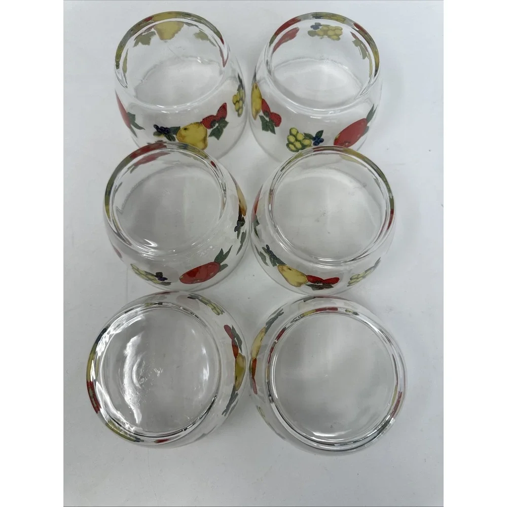 Set Of 4 Vintage Libbey Fruit Garden Harvest Glass Bowls 4.25 x 2.75 EUC